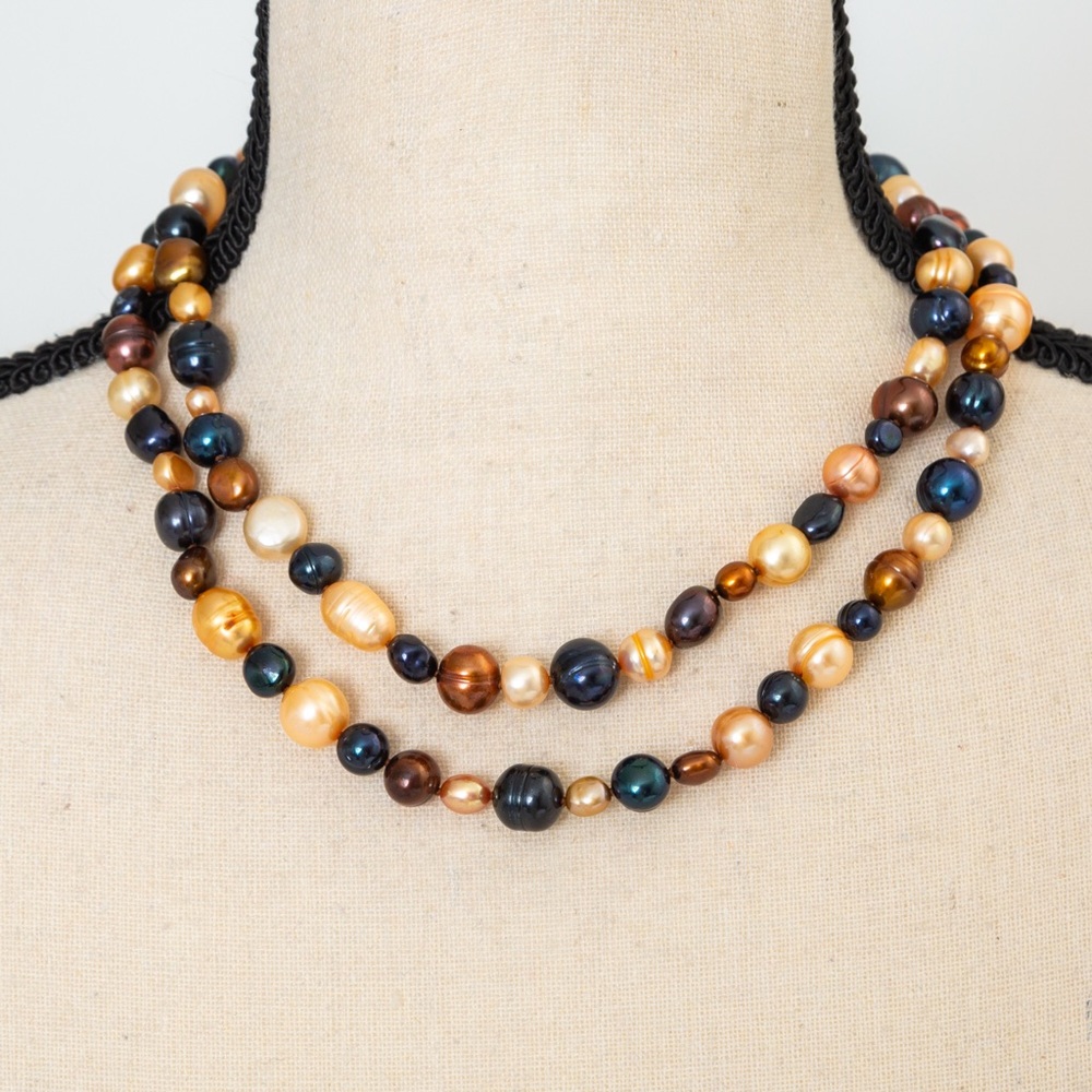 Baroque pearl strand by Honora Collection Jet Leopard style 36” classic timeless